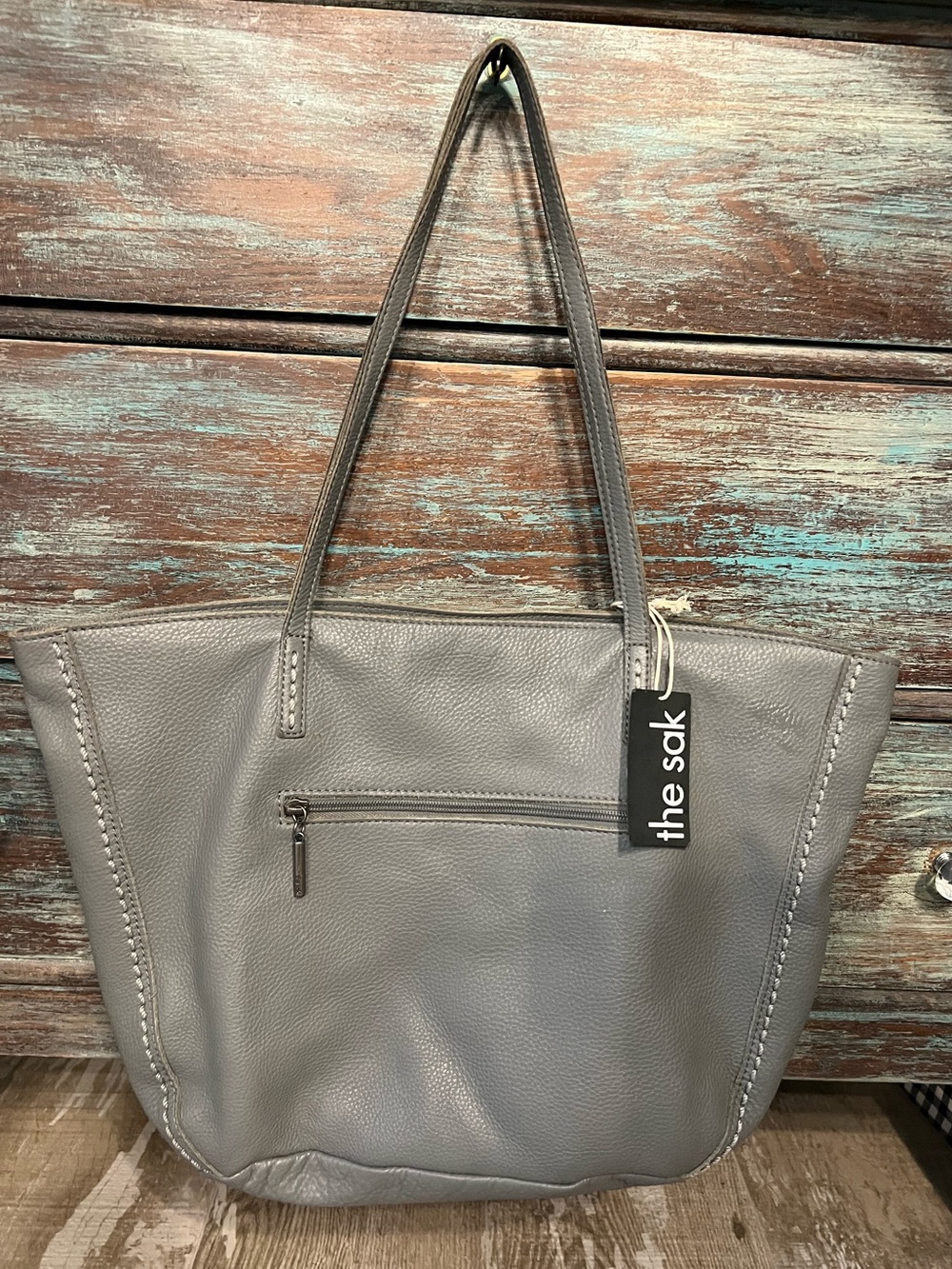 NWT!Gorgeous,Large”The Sak”Faye- Dusty Blue(Gray)Soft Pebbled Leather Tote!$199!